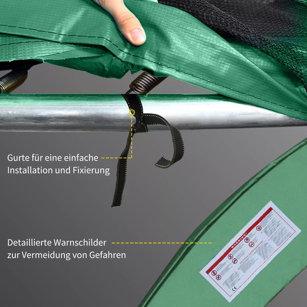 kantbeskyttelse trampolintilbehør, Ø 244 cm, vejrbestandig, PVC PE, grøn