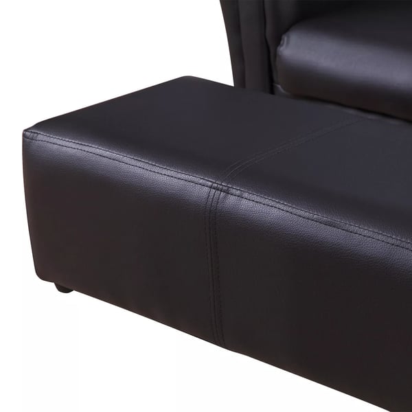 HOMCOM Børnesofa med Fodskammel - 2-delt Sæt i Sort PU-Læder & Træramme, 83x42x41cm