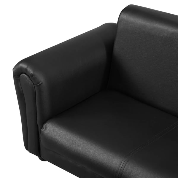 HOMCOM Børnesofa med Fodskammel - 2-delt Sæt i Sort PU-Læder & Træramme, 83x42x41cm