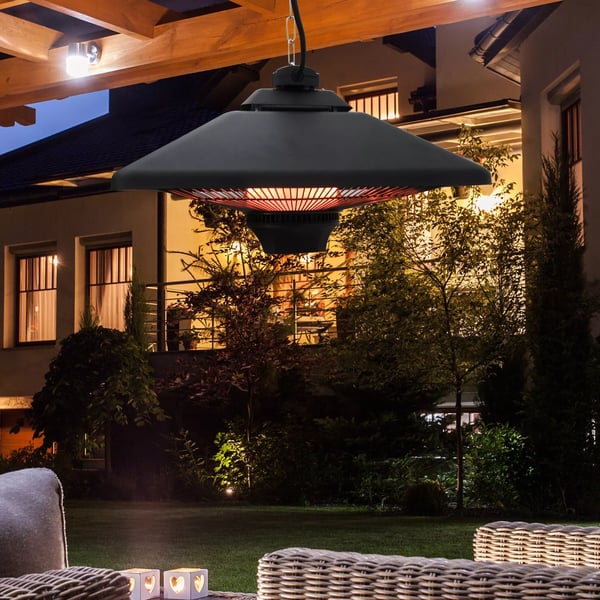Outsunny terassilämmitin kattolämmitin kaukosäätimellä, LED-valaistus 2000 W 43x43x25 cm