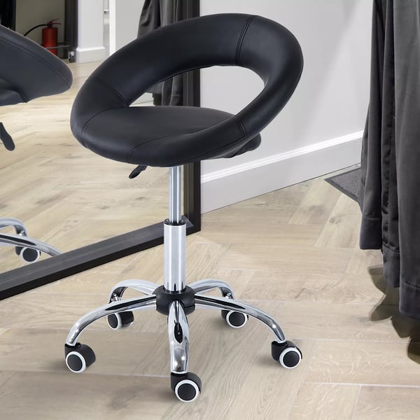 Rullehésker Arbejdshésker Drejehésker Kontorstol hésjdejusterbar, PU+Metal, Sort, 50 x 54 x (66-78) cm