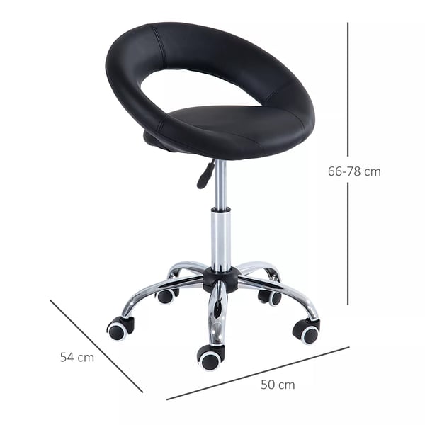 Rullehésker Arbejdshésker Drejehésker Kontorstol hésjdejusterbar, PU+Metal, Sort, 50 x 54 x (66-78) cm