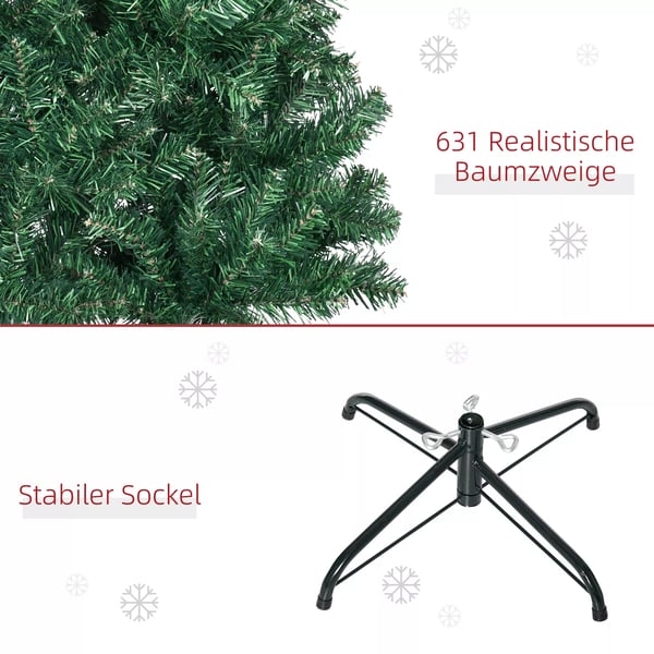Julgransbelysning 2,1 m Julgran med stativ Konstgran 631 grenar demonterbar PVC Grön Ø81 x 210 cm