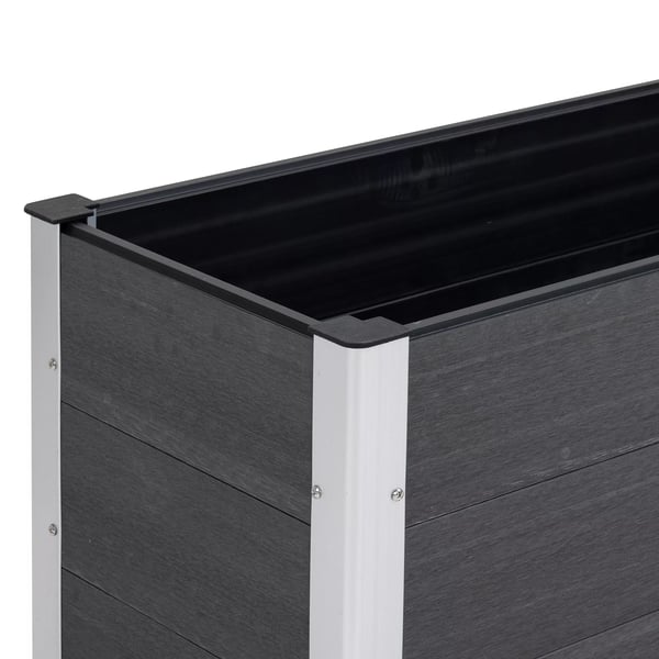 Outsunny højbed, vejrbestandig plantekasse af WPC + aluminium, uden bund, grå, 100x50x50cm