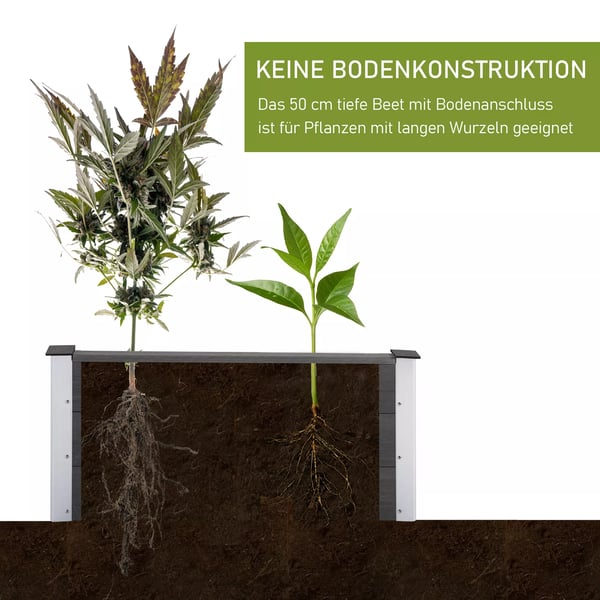 Outsunny højbed, vejrbestandig plantekasse af WPC + aluminium, uden bund, grå, 100x50x50cm