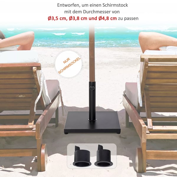 Outsunny parasolfod parasolholder, til Ø35/38/48 mm, metal, sort, 45x45x39 cm