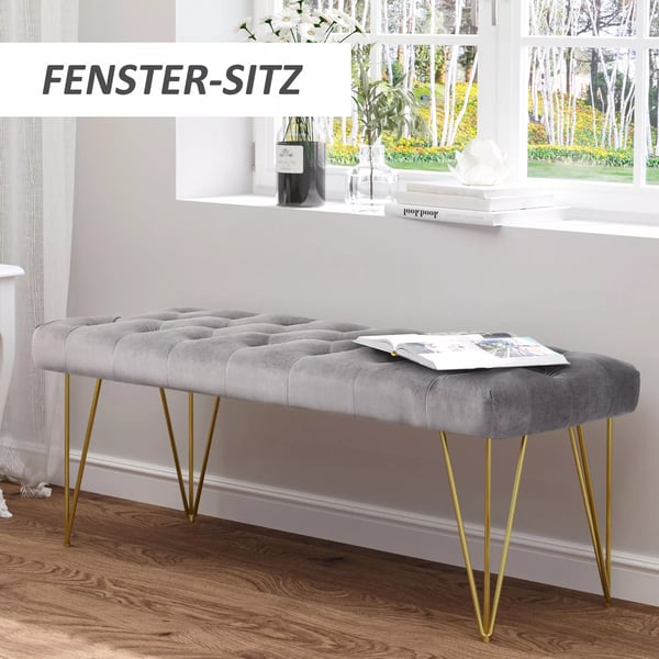 HOMCOM bænk til entréen, skobænk med fløjlsbetræk, opbevaringsbænk, fløjl, grå, 116x44,5x49 cm