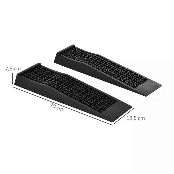 HOMCOM 2 stk Kreramper, Kantstensramper, PP Plast, Sort, 70x20x8cm, 3000kg