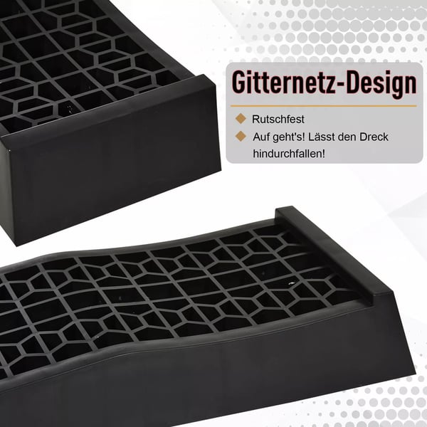 HOMCOM 2 stk Kreramper, Kantstensramper, PP Plast, Sort, 70x20x8cm, 3000kg