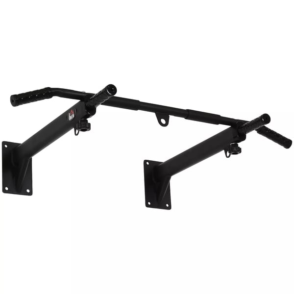 HOMCOM Pull-up-stang til vægmontering, bar med øjer til boksesæk, stål, sort, 93,5x65x17 cm