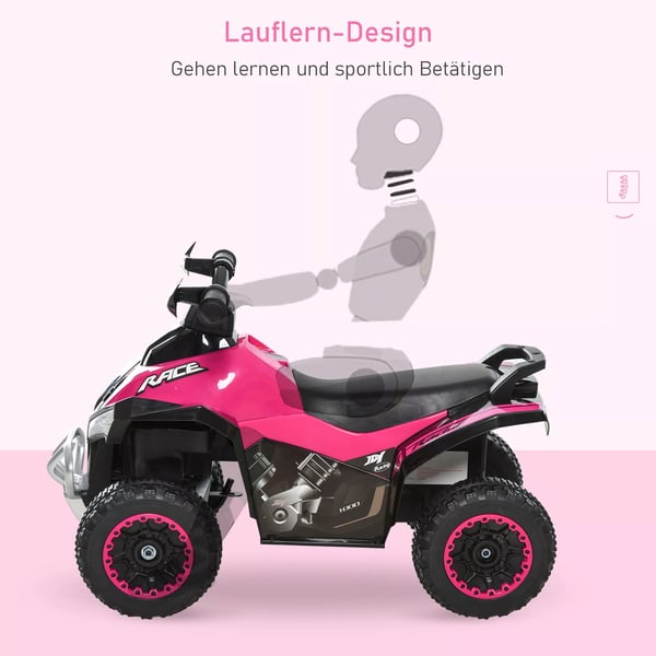 HOMCOM Legetøjsbil til børn - Pink Plastik Ride-On Bil med Lys og Musik - 18-36 Måneder