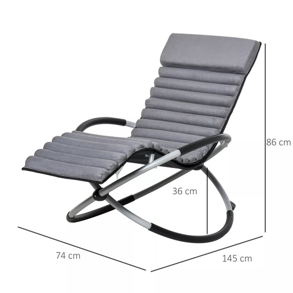 Outsunny Gyngestol ergonomisk 2-i-1 gyngestol havestol gyngelænestol metal tekstilene kugleformet mørkegrå 145 x 74 x 88 cm