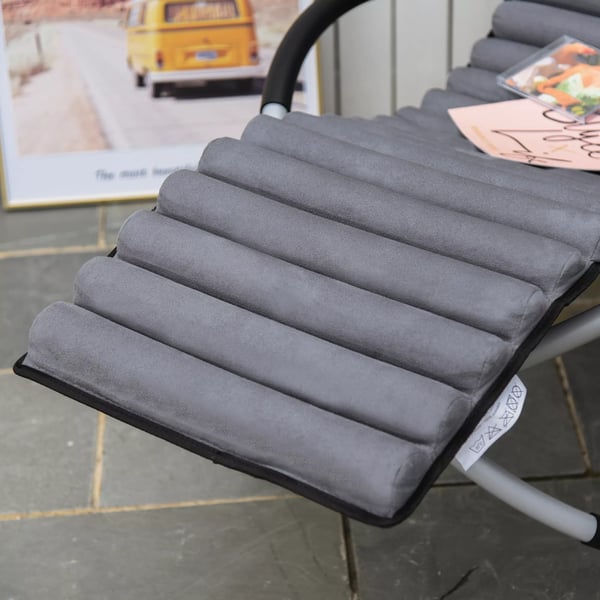 Outsunny Gyngestol ergonomisk 2-i-1 gyngestol havestol gyngelænestol metal tekstilene kugleformet mørkegrå 145 x 74 x 88 cm