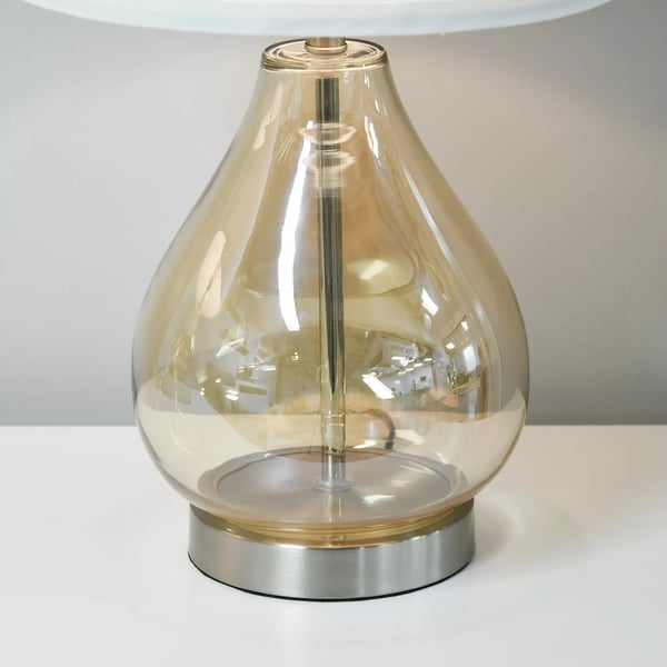 HOMCOM Bordlampe Sæt (2 stk.) - Glas, Linned, Stål, Rav, Ø30 x 56cm