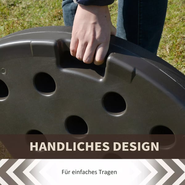 Outsunny 4-delt Parasolfod, HDPE, Kaffe - 100x100x10,5 cm