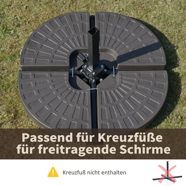 Outsunny 4-delt Parasolfod, HDPE, Kaffe - 100x100x10,5 cm