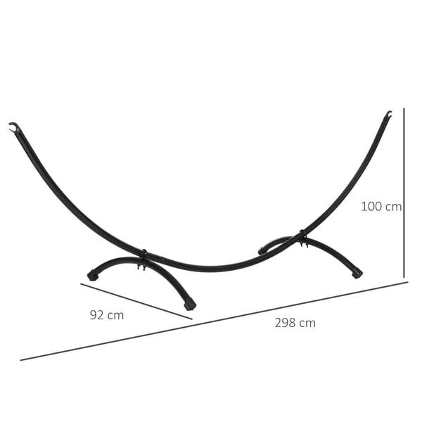 Outsunny Hængestativ til hængekøje 3m, hængekøjestativ med træksnor til have og strand, stålramme, sort, 300 x 90 x 100 cm