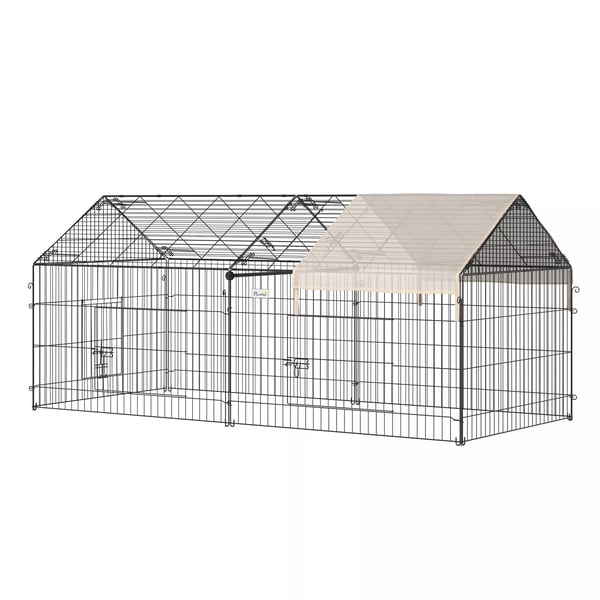PawHut Løbegård til Smådyr i Metal & Polyethylen - Beige/Sort, 220x103x103 cm