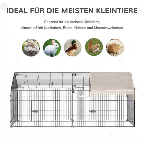 PawHut Løbegård til Smådyr i Metal & Polyethylen - Beige/Sort, 220x103x103 cm