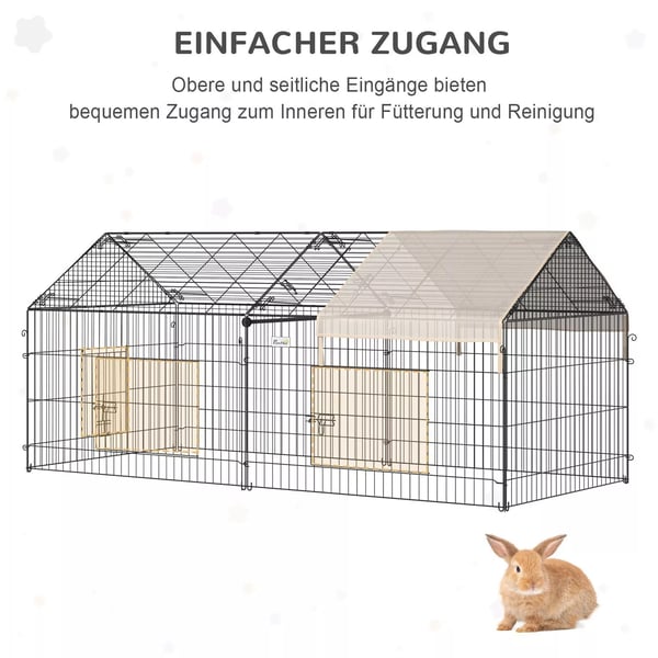 PawHut Løbegård til Smådyr i Metal & Polyethylen - Beige/Sort, 220x103x103 cm