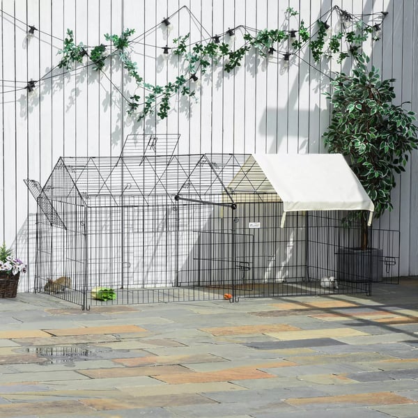 PawHut Løbegård til Smådyr i Metal & Polyethylen - Beige/Sort, 220x103x103 cm