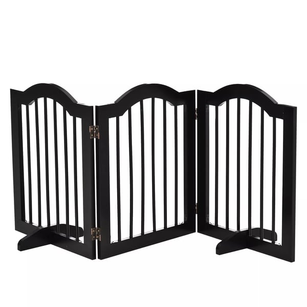 PawHut Hundegitter Sikkerhedsgitter - 3-delt, foldbart, MDF/træ, sort, 154,5x29,5x61cm