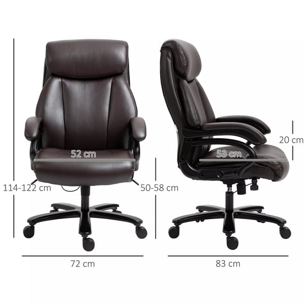 Pöytätuoli PU-Nahkaa, Ruskea - Ergonominen, Säädettävä, Kallistuva, 180kg Kantavuus