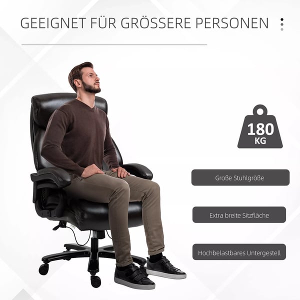 Pöytätuoli PU-Nahkaa, Ruskea - Ergonominen, Säädettävä, Kallistuva, 180kg Kantavuus
