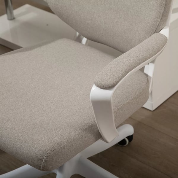 Kontorsstol, Skrivbordsstol med Gungfunktion, Ryggstöd, Höjdjusterbar, Tjockt Vadderad, Ergonomisk, 360° Svängbara Hjul, 62x69x92-100 cm