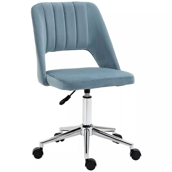 Vinsetto Kontorsstol, Snurrstol, Skrivbordsstol, Blå, Polyester, Höjdjusterbar, 360° Roterbar, Snäckskalsdesign