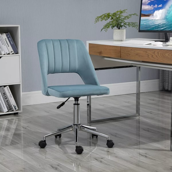 Vinsetto Kontorstol Drejestol Skrivebordsstol Hjdejusterbar 360 Drejelig Bl Fljl Polyester