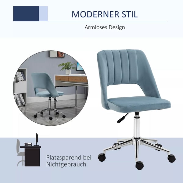 Vinsetto Kontorstol Drejestol Skrivebordsstol Hjdejusterbar 360 Drejelig Bl Fljl Polyester