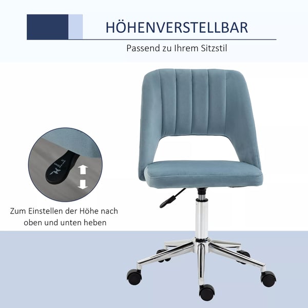 Vinsetto Kontorstol Drejestol Skrivebordsstol Hjdejusterbar 360 Drejelig Bl Fljl Polyester