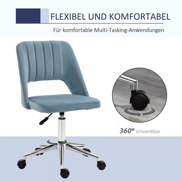 Vinsetto Kontorstol Drejestol Skrivebordsstol Hjdejusterbar 360 Drejelig Bl Fljl Polyester