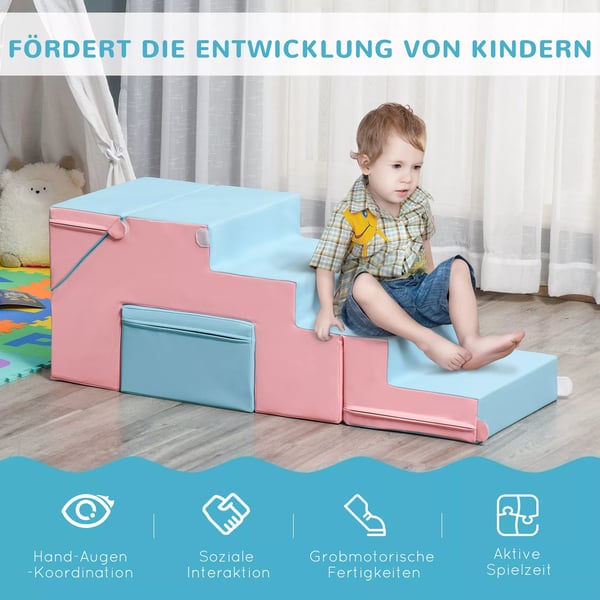 HOMCOM Soft Play Byggesæt 2-pak - Lyserød+Blå Kunstlæder