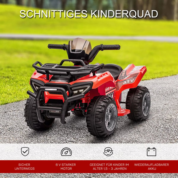 HOMCOM Mini el-fyrhjuling för barn 18-36 månader, barnfordon med frontljus, eldriven barnmotorcykel, rosa