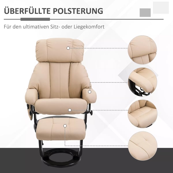 Hierontale potuoli jakkaralla, keinonahka, beige, 76x80x102 cm