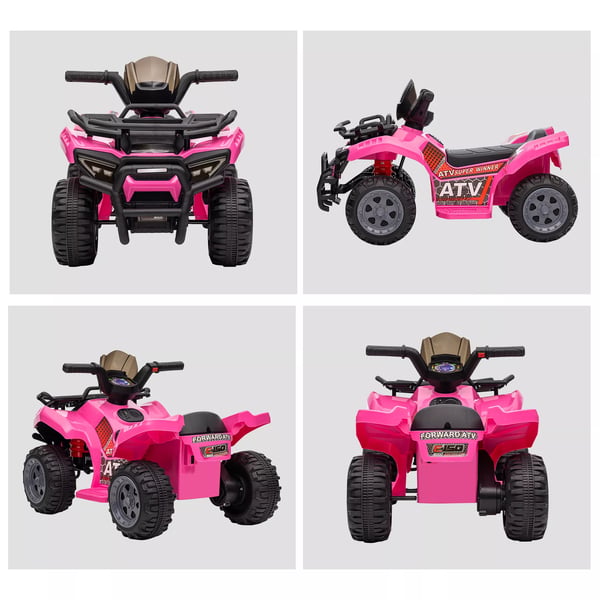 HOMCOM Elektrisk ATV til Børn 18-36 mdr - Pink Metal/Plastik Barns ATV med LED-lys