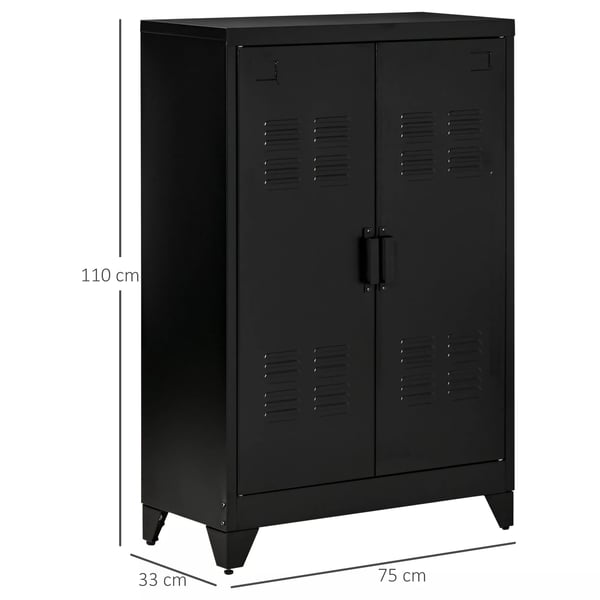 Arkivskåp Metall med Lamelluckor 75x33x110cm Svart