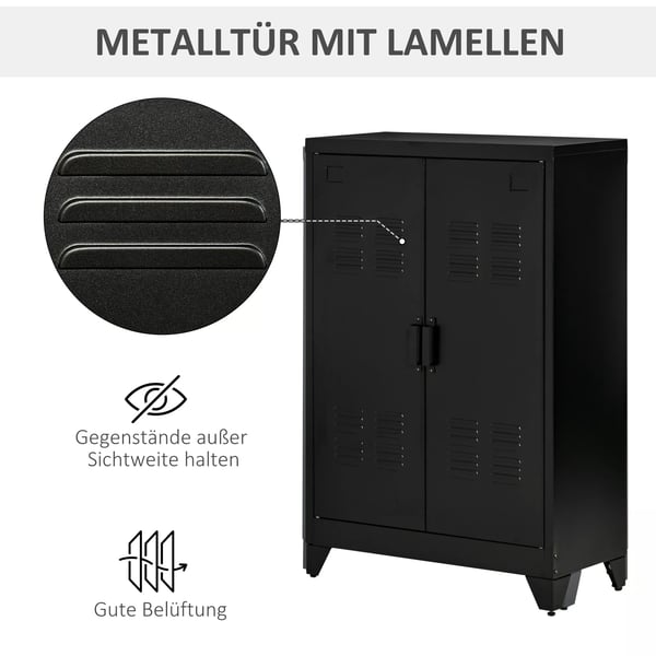 Arkivskåp Metall med Lamelluckor 75x33x110cm Svart