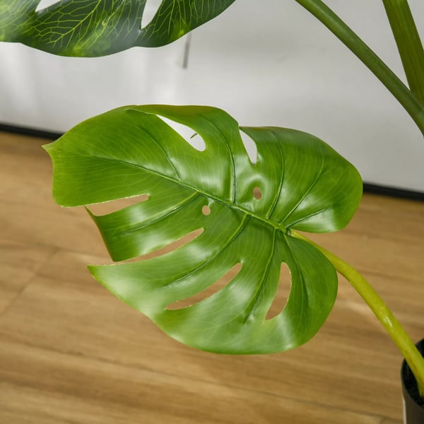 HOMCOM Kunstig Monstera Plante med Potte, Grøn/Sort, 110 cm