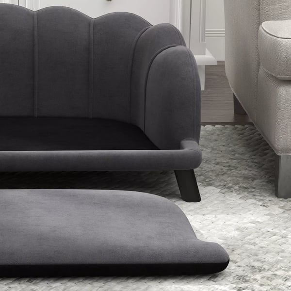 PawHut Luksus hundesofa med ryglæn og træben, mørkegrå, 98,5x60,5x35,5 cm