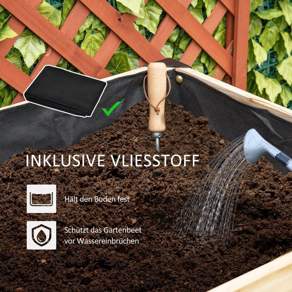 Outsunny højbed, stort plantekasse i massivt træ & stål, 120x60x74 cm, natur+sort