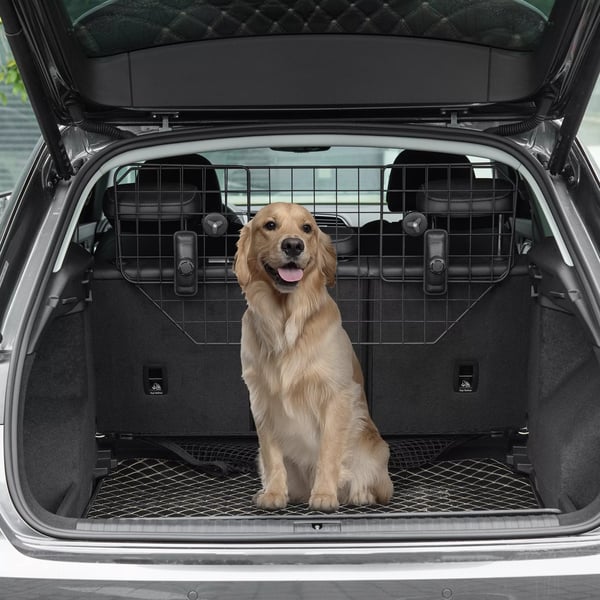 hundegitter, universelt bagagerumsgitter til bil, justerbart hundegitter, metal, sort, (90-120)x40,5 cm