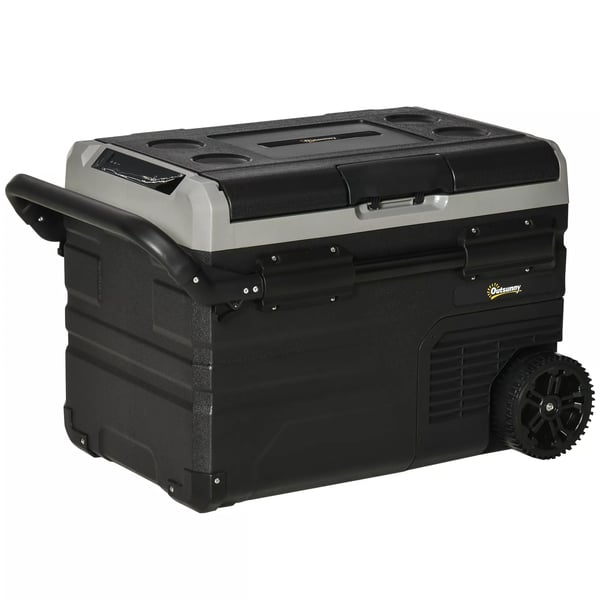Outsunny Kylbox 40L - Kompressor med LED, 12/24V DC & 110-240V AC, Hjul, Svart/Grå