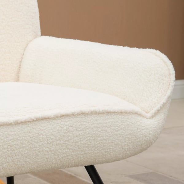 HOMCOM Gyngestol med Sherpa Fleece i Cremeweiß - Komfortabel Sherpa Fleece Gyngestol til Stue/Børneværelse, Max 150 kg, 63x95x97cm