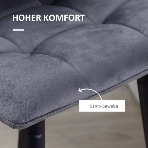 HOMCOM sæt med 2 barstole med ryglæn, køkkenstol, barstol, diskstol-sæt med stålben, grå