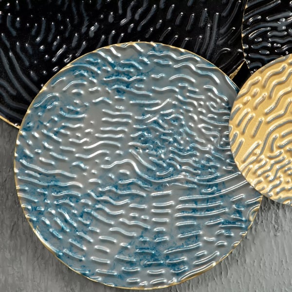 HOMCOM Metallinen seinätaideteos 3D, 121x53cm, Kulta/Sininen/Musta