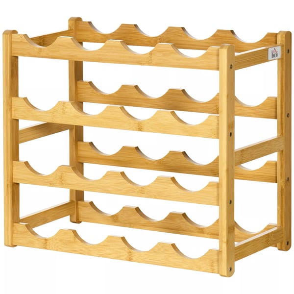Vinställ Bambu Naturträ 16 flaskor 43x23,5x38cm