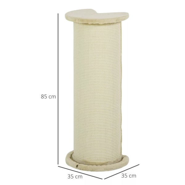 PawHut kissan raapimispuu 85cm kermanvalkoinen - puu/polyesteri